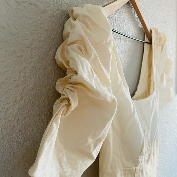 Free People Cheyenne Denim Mini Dress in Ivory NWT - Picture 3 of 16